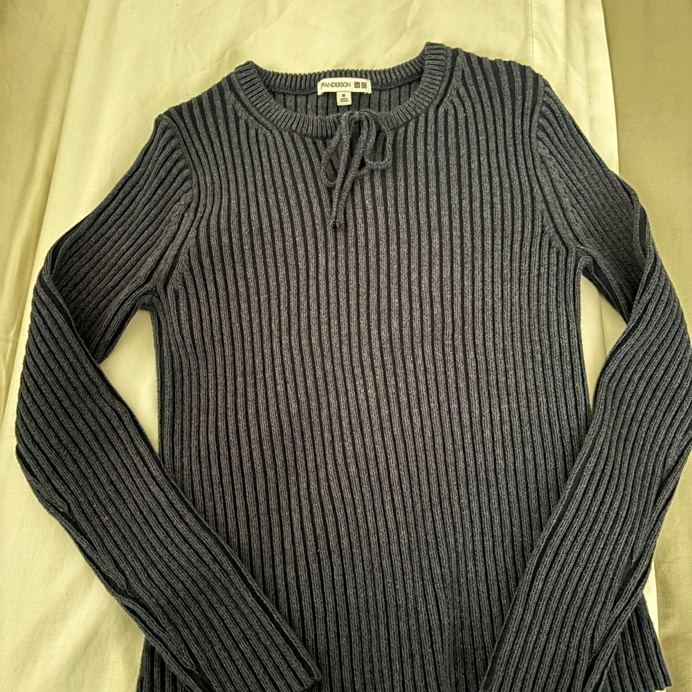 Uniqlo x JW Andersen Dark Bkue Ribbed Knit Sweater